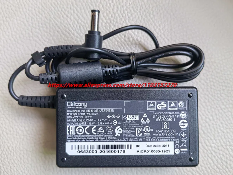 Genuine Chicony A18-065N3A AC Adapter 19V 3.42A 65W 5.5x2.5mm A065R184P A065R210P A065R216P Laptop Power Supply Charger