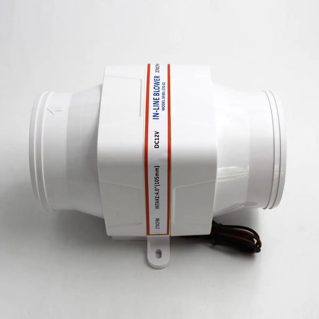 12V 270 CFM Bilge Marine Inline Blower Low Current Draw 4 Inch Duct Fan Ignition Protected for Boat Engine Compartment Vent