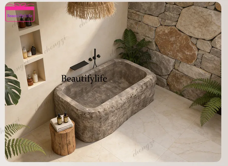 A17 Freestanding Bathtub Hotel B & B Rock Head Pattern Home Creative Art Small Apartment Double