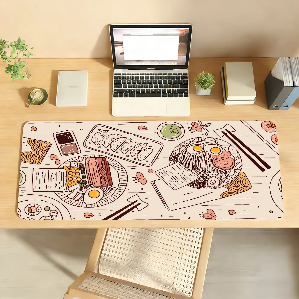 Retro Japanese Ramen Mouse Pad Non-slip Locking Edge DeskMat PC Laptop Accessories Rubber Office Keyboard Large Game XXL Carpet