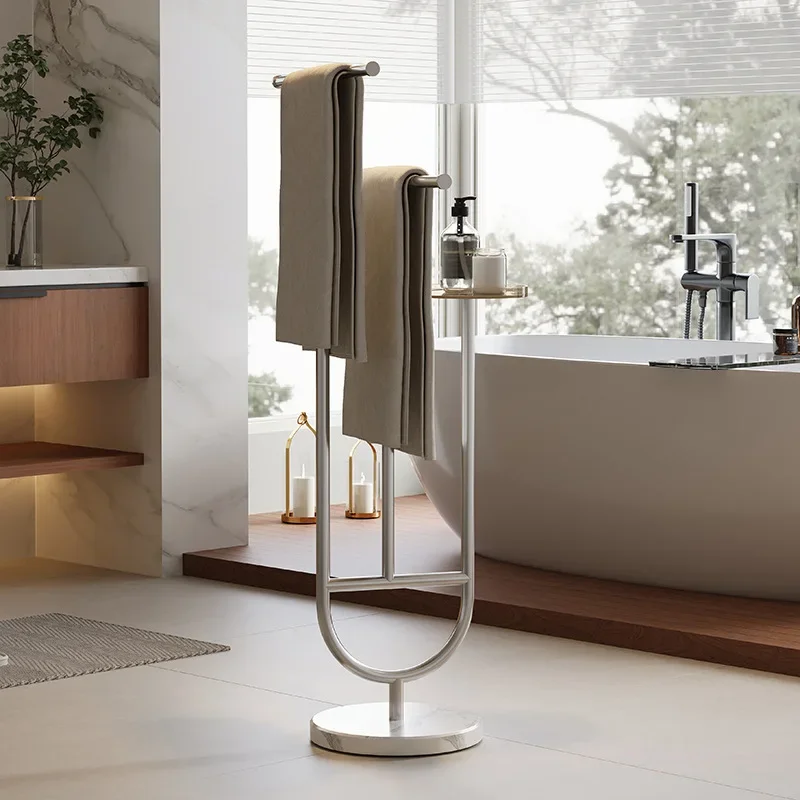Solid thickened floor-standing marble bathroom storage rack