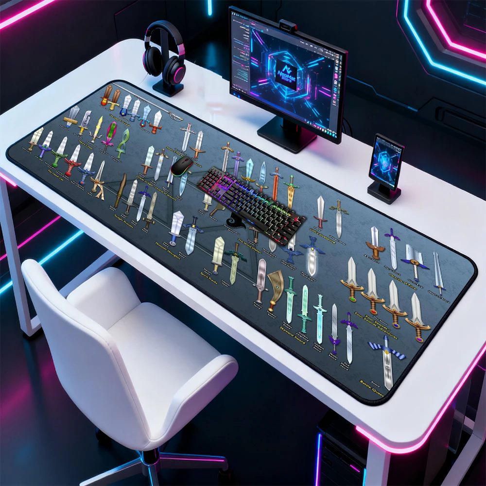 

Коврик для мыши Zelda Sword Timeline, коврик для игрового стола, коврик для игрового стола Link Sword Collection Breath of The Wild Gamer Speed, большой коврик для мыши