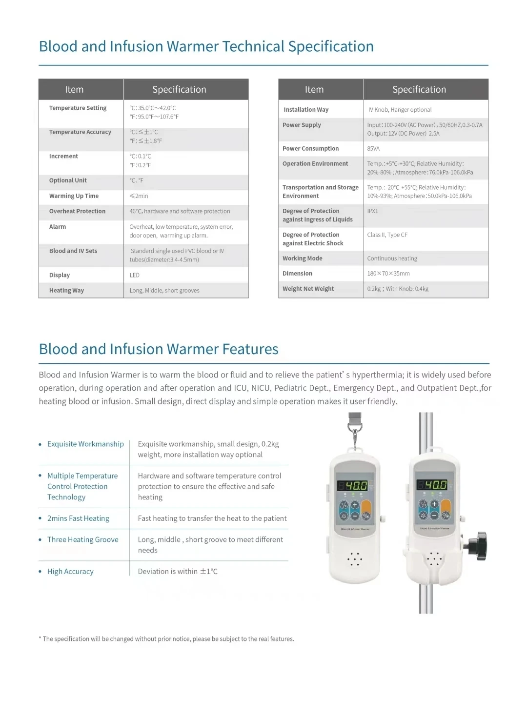 Human Vet Transfusion Heater Hospital Veterinary Thermostat Fluid Warming Portable Blood infusion Warmer