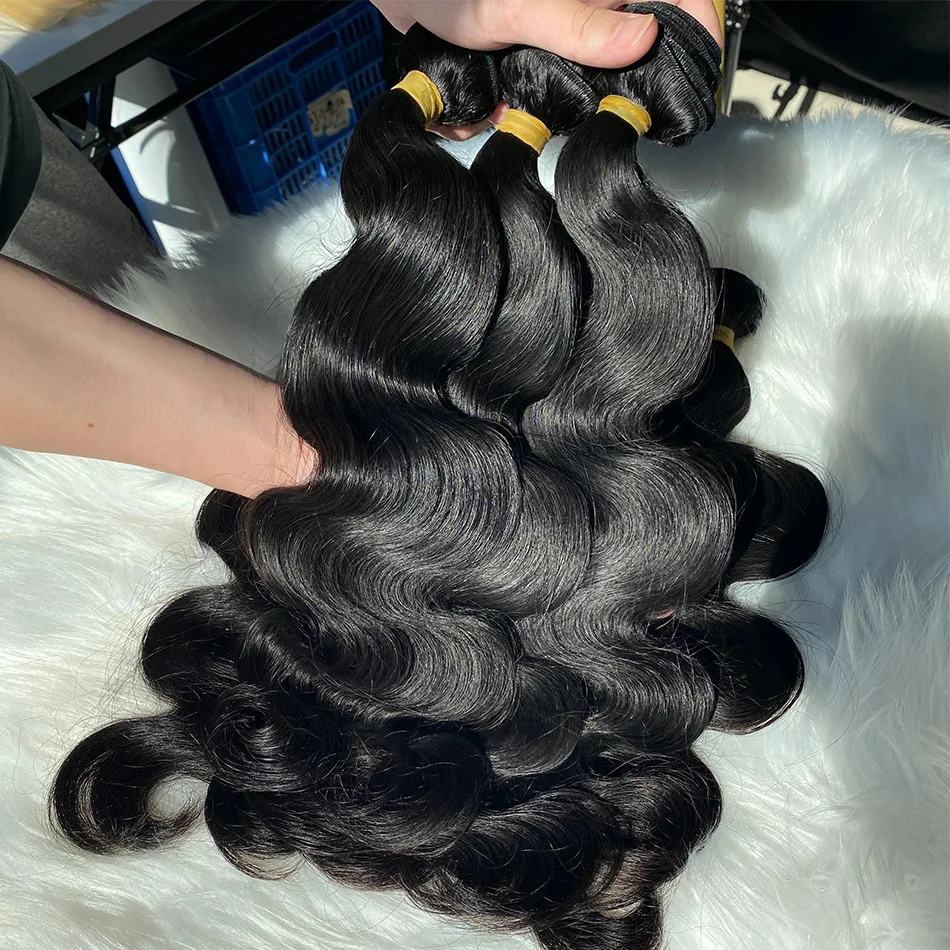 30 32 40 Zoll Körperwelle 3 4 Bundles Brasilianisches Remy 100 % unverarbeitetes rohes reines Menschenhaar Wellige Doppelbündel Webartverlängerungen