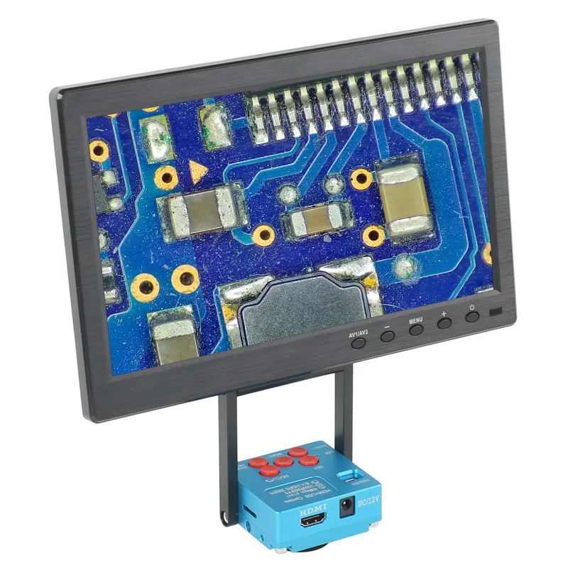 

48MP 1080P 4K TF Digital Microscopio HDMI Industrial Video Camera+10.1" HD LCD Monitor For PCB Soldering Repair