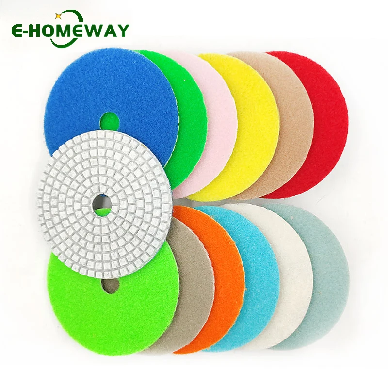 

4" Diamond Polishing Pads Dry and Wet Buff Disc for Sanding Marble Granite Concrete Abrasive Grinding Set 30/400/1000/3000 Grit