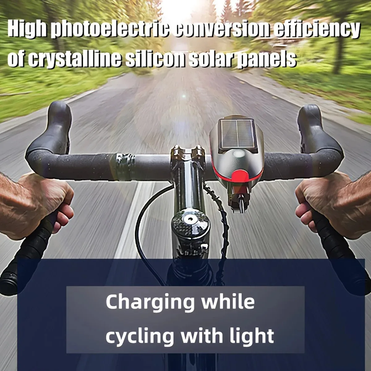Solar Bicycle Light with Horn LED Bike Front Lamp Headlight for Bicycle MTB Mountain Road Bike Electric Bell Cycling Accessories