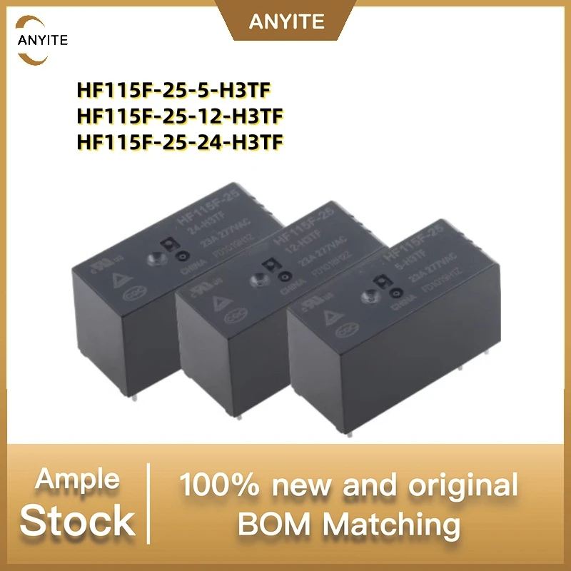 New 10Pcs/LOT  HF115F-25-5-H3TF    HF115F-25-12-H3TF    HF115F-25-24-H3TF  HF115F-25  6PIN  23A