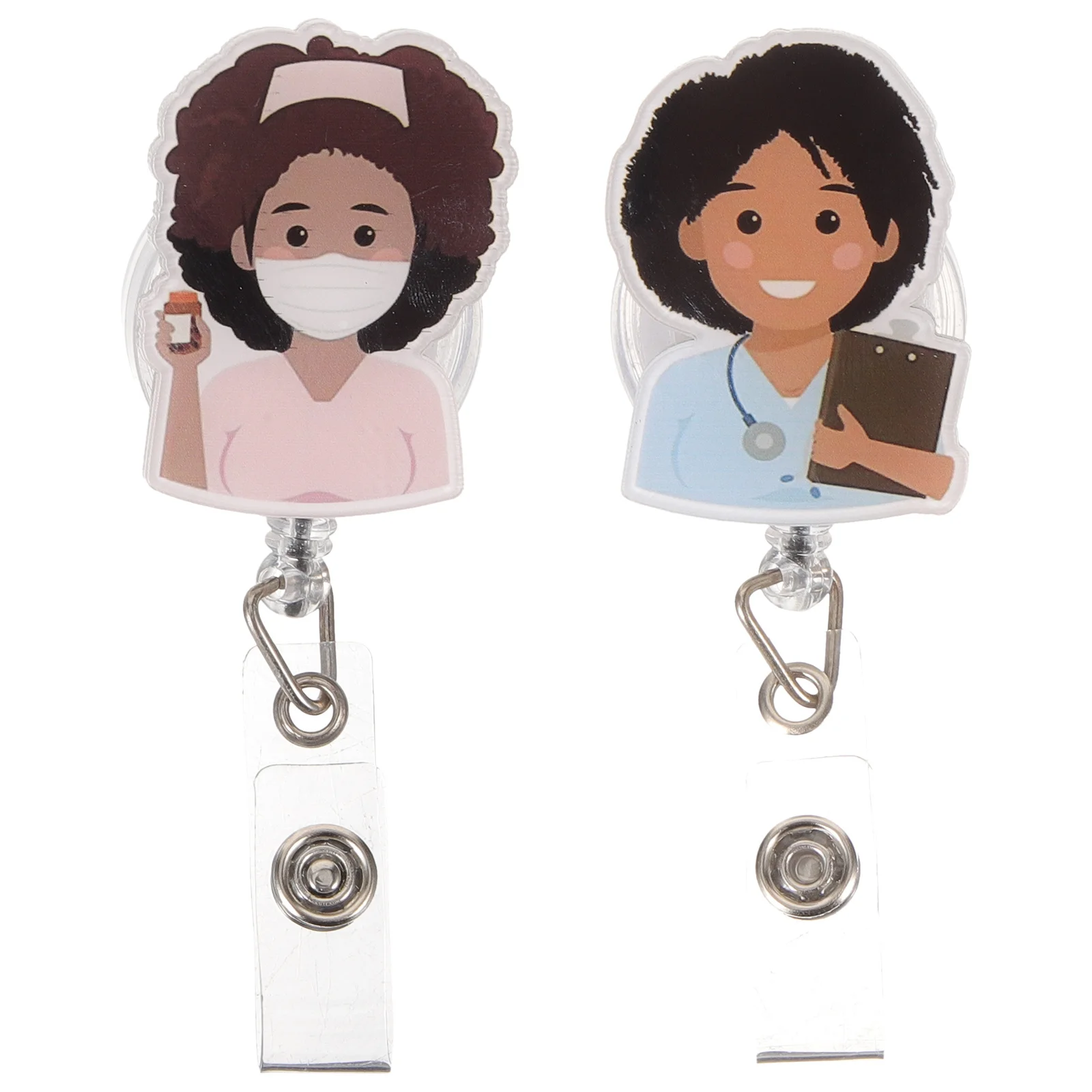 2Pcs Retractable Id Card Holder Badge Clip for Nurses Doctors Name Tag Holder with Swivel Clip Lightweight Portable Design