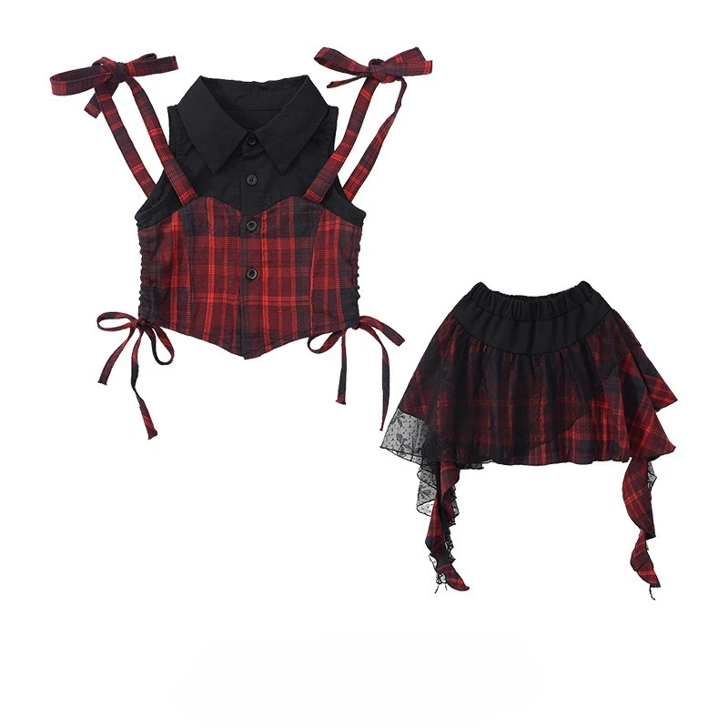 جديد الفتيات الهيب هوب الملابس أزياء الشارع الرقص المحاصيل الأعلى منقوشة السراويل تنورة المراهقين Kpop الجاز الرقص مرحلة الأداء زي #5