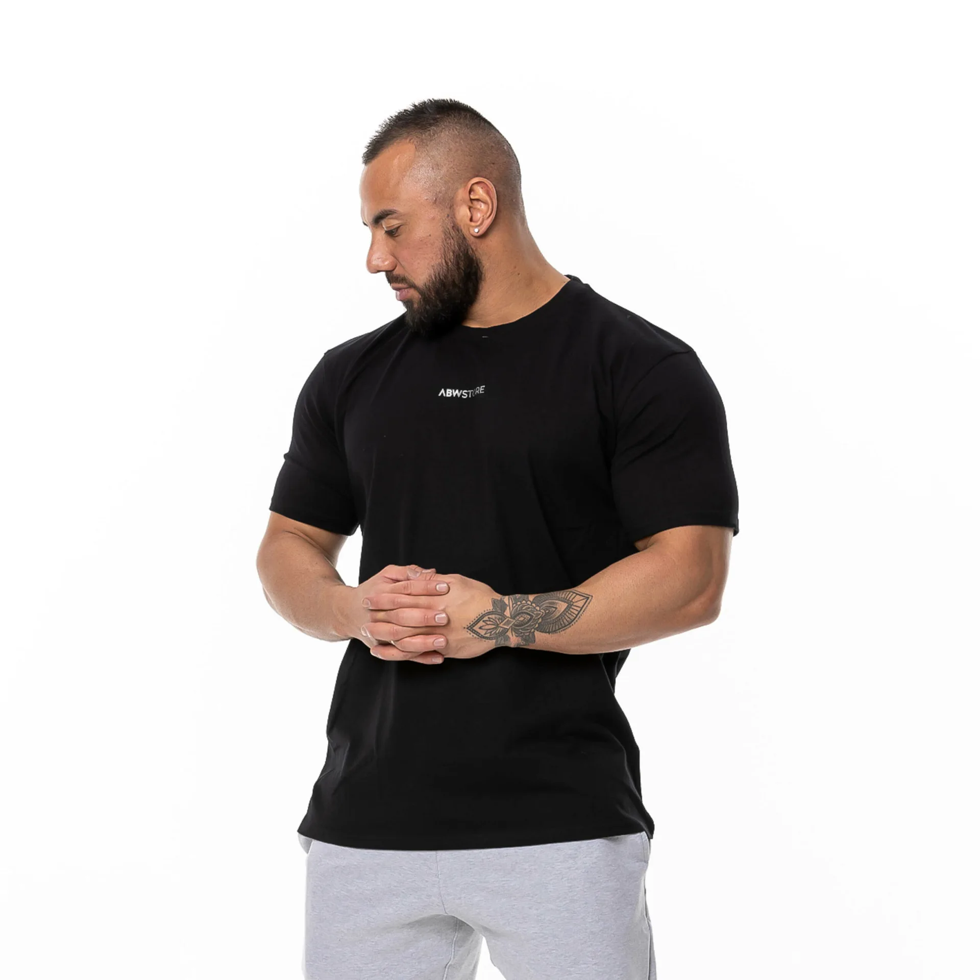 Mens Oversized Fit Short Sleeve T-shirt With Dropped Shoulder Loose Hip Hop Fitness T Shirt Summer Gym Bodybuilding Tops Tees