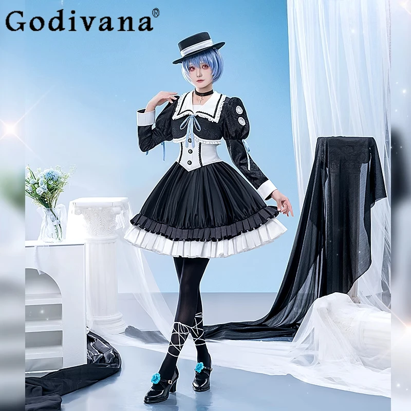 Disfraz de Halloween para mujer, conjunto de accesorios para collar y calcetines de Lolita dulce para fiesta, uniformes femeninos, trajes de falda de sirvienta
