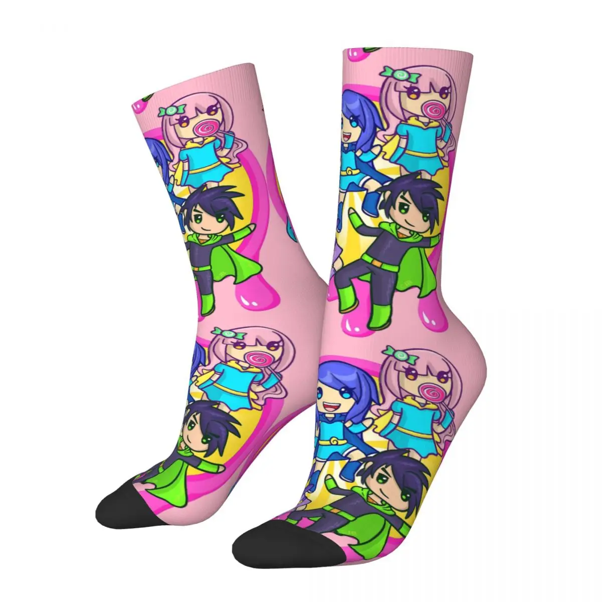 Funny Crazy Compression Sock for Men Super Krew Slime Hip Hop Harajuku Gacha Life Casual Game Pattern Printed Boys Crew Sock