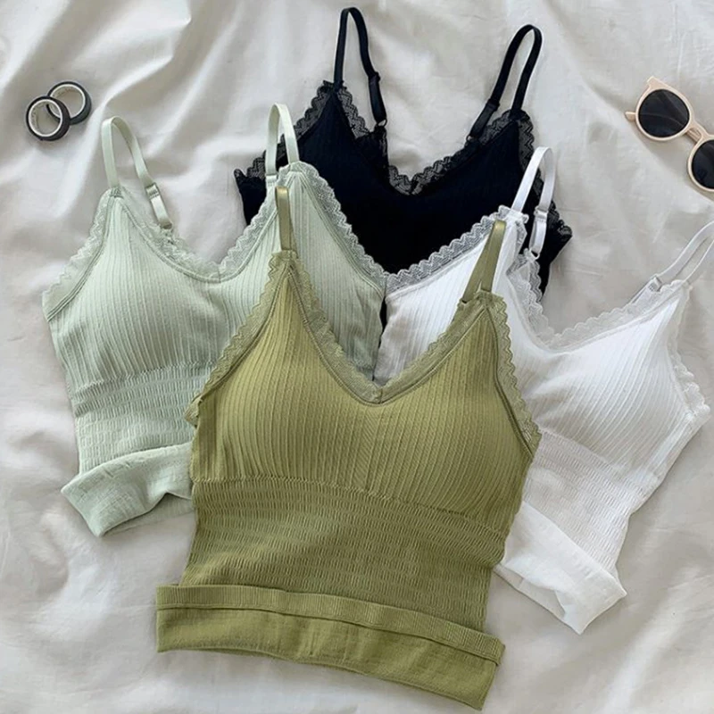 Lace Top Sexy Corset Top Green Tank Top Women 2024 Summer Clothes Solid Sleeveless Camisole Spaghetti Strap Vest Black Crop Top