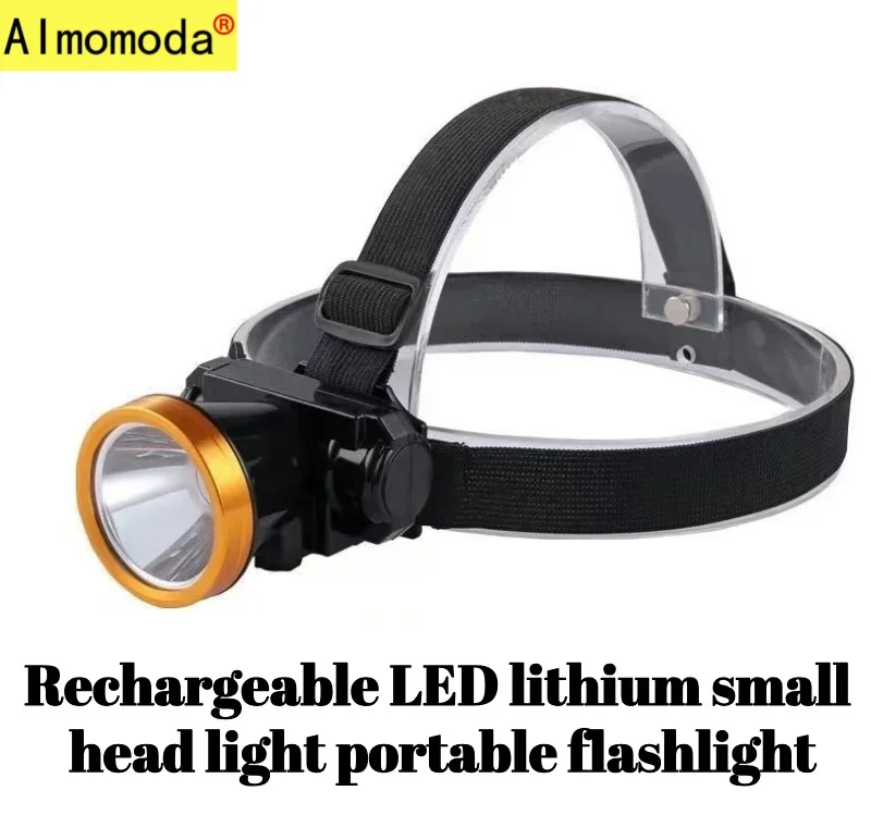 Strong light waterproof rechargeable LED lithium  small head light night fishing outdoor patrol camping head mounted flashlight