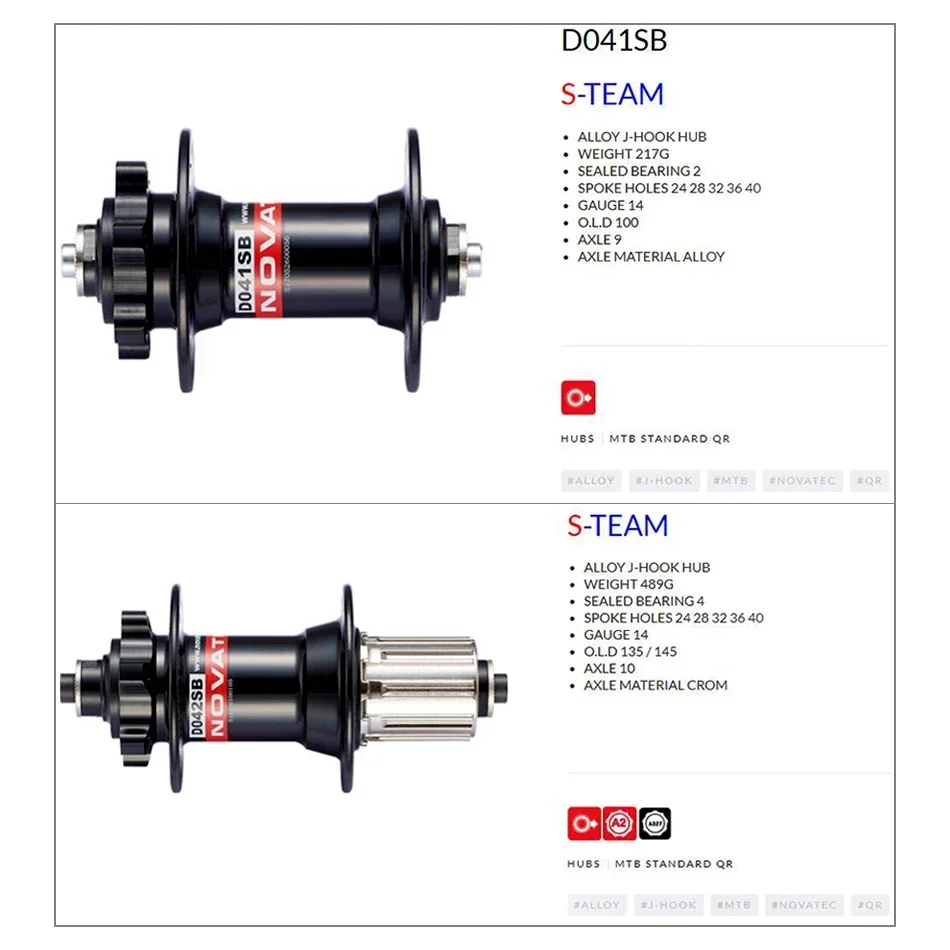 NOVATEC MTB Hub D041SB D042SB 32/36 Holes k7 Mtb Bushing THRU AXLE QR for 8/9/10/11 Speed MTB Disc Brake for shimano HG