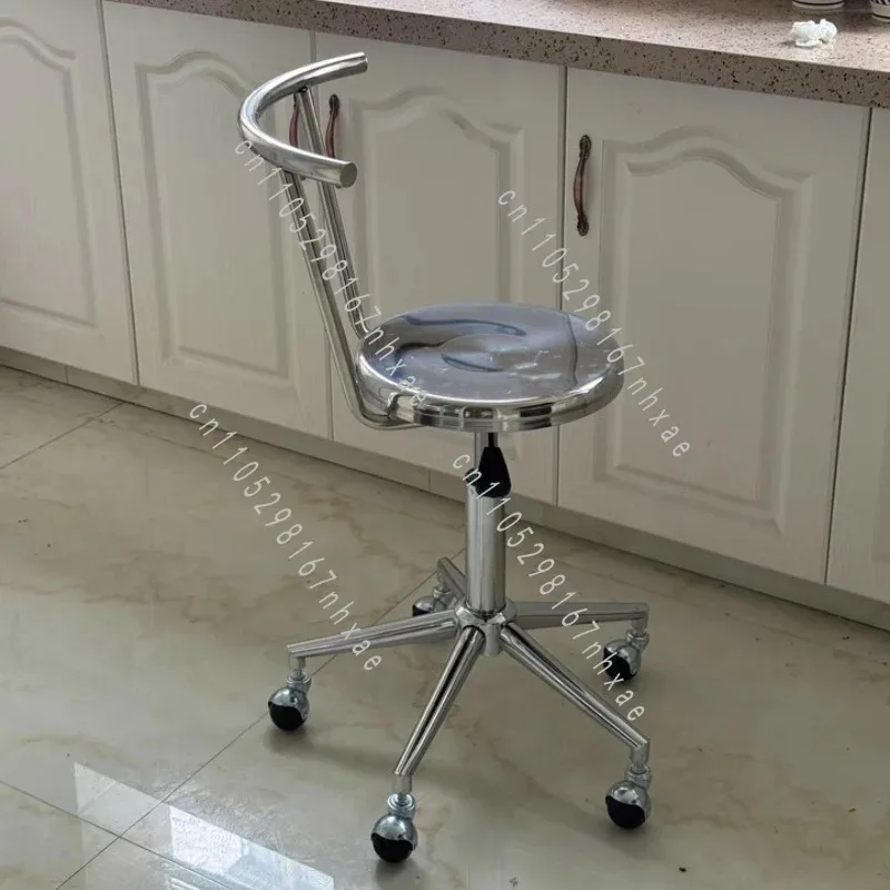 Height Stool Simple Lab Chair with Backrest Barber Chair for Salon Heavy-Duty Lifting Bar Stools Stainless Steel Adjustable