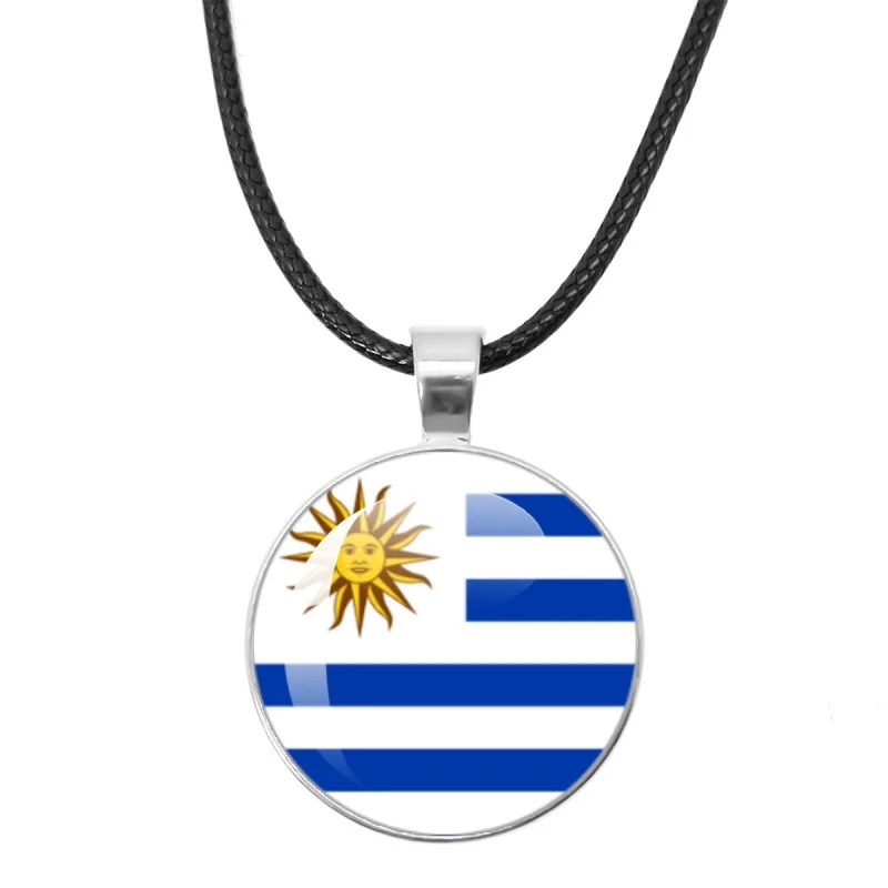 Panama, Jordan, Saudi Arabia, Ghana Glass Cabochon National Flag 25mm Leather Necklace Pendent Jewelry Gift