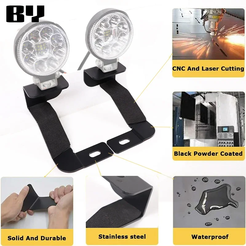

For Ford Ranger 2023-2025 Carbon Steel Black Car Hood Searchlight LED Spotlight Bracket Trim Car Accessories (Excluding Lamps）