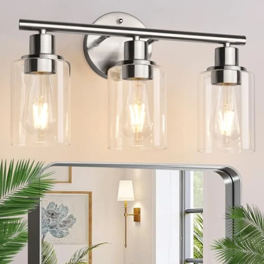

Bathroom Light Fixtures, Vanity Light, Farmhouse Wall Lights with Clear Glass Shade, Bathroom Wall Lamp for Mirror Kitchen Bedr