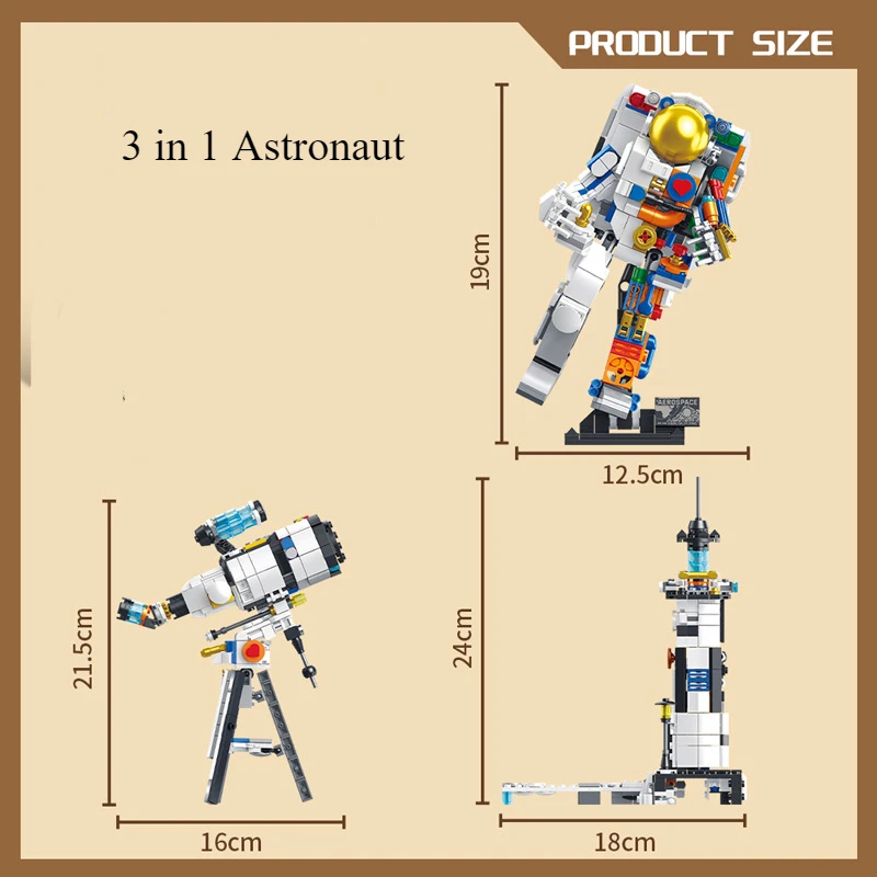 3 IN 1 Astronaut Model Building Block Toys Sets Space Station Explorer Space Arrow Mini DIY Bricks Puzzled Toys For Kids Boys