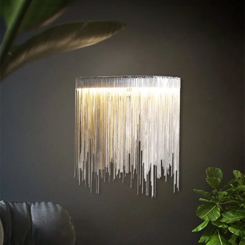 

Nordic Style silver wall lighting Bedside Creative fringed lamp Bedroom living room Dining room wall decoration luxury light