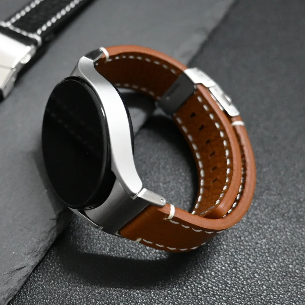 Magnetic leather no gaps band for Samsung Galaxy Watch 6 4 5 40 44mm Classic 47mm 43 42 46mm Pro 45mm strap correa men bracelet