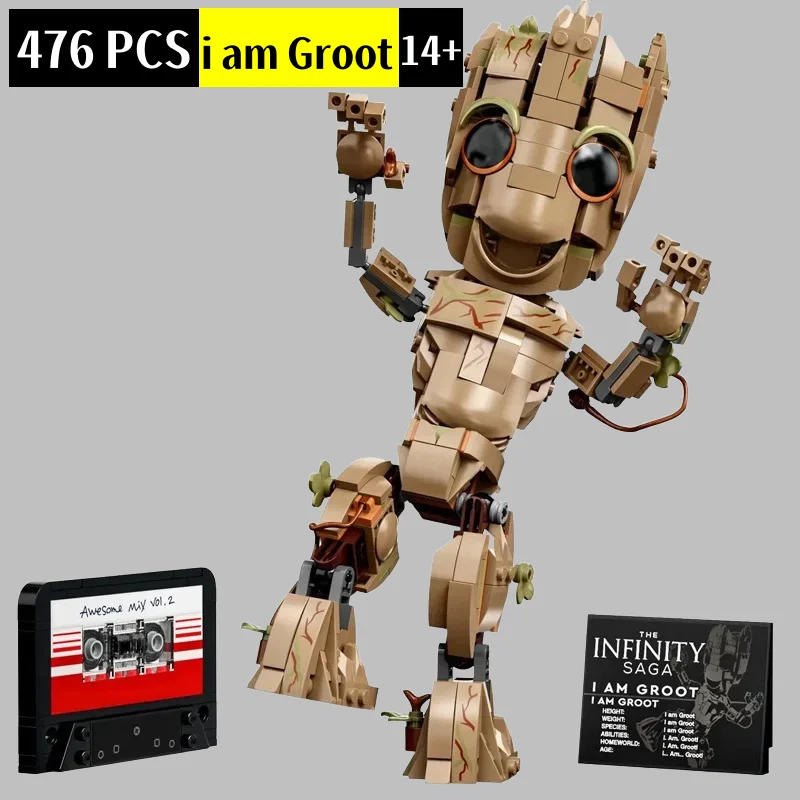Miniso Marvel Superhero 76217، شخصية نموذجية I am Groot Little Tree Man، هدية لعبة مكعبات بناء للأطفال