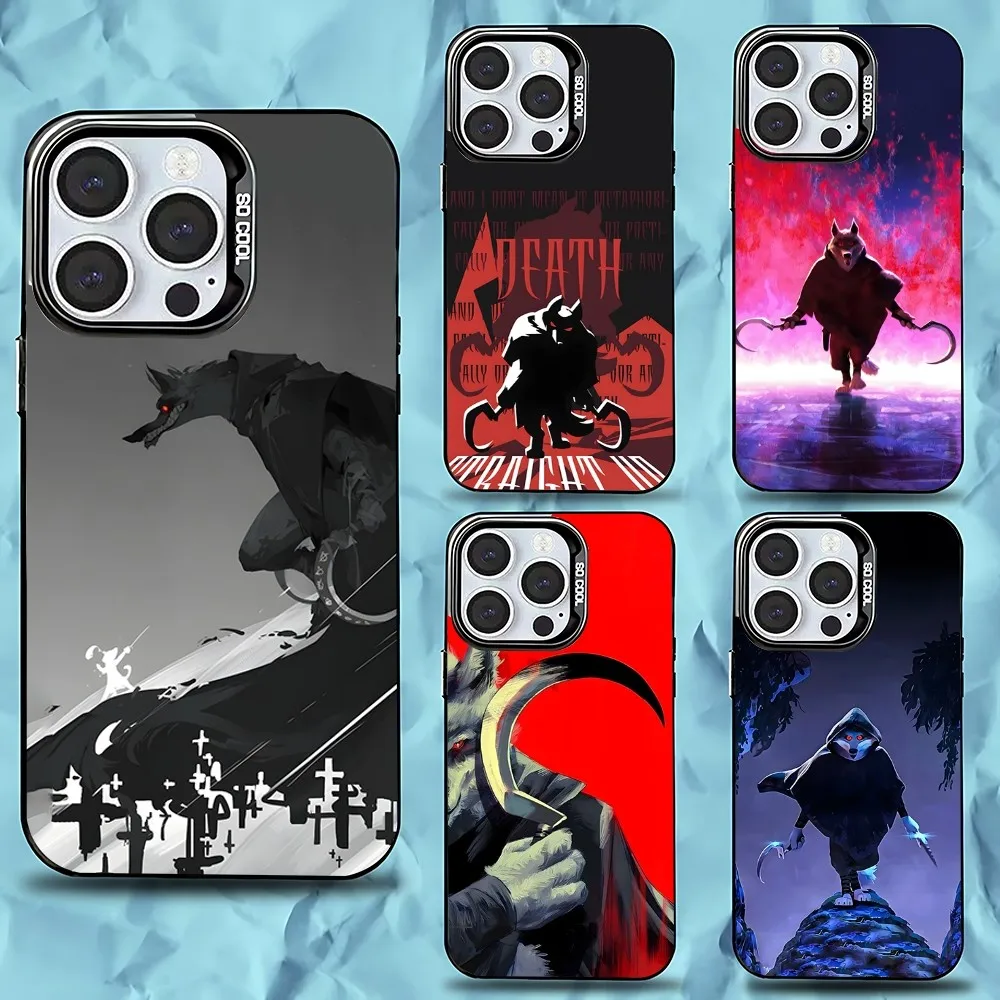 

Death Wolf Puss in B-Boots Phone Case For iPhone 16,15,14,13,12,11,Pro,Max,Plus,Mini,XS,SE Anti Fall Black Matte Hard Bumper