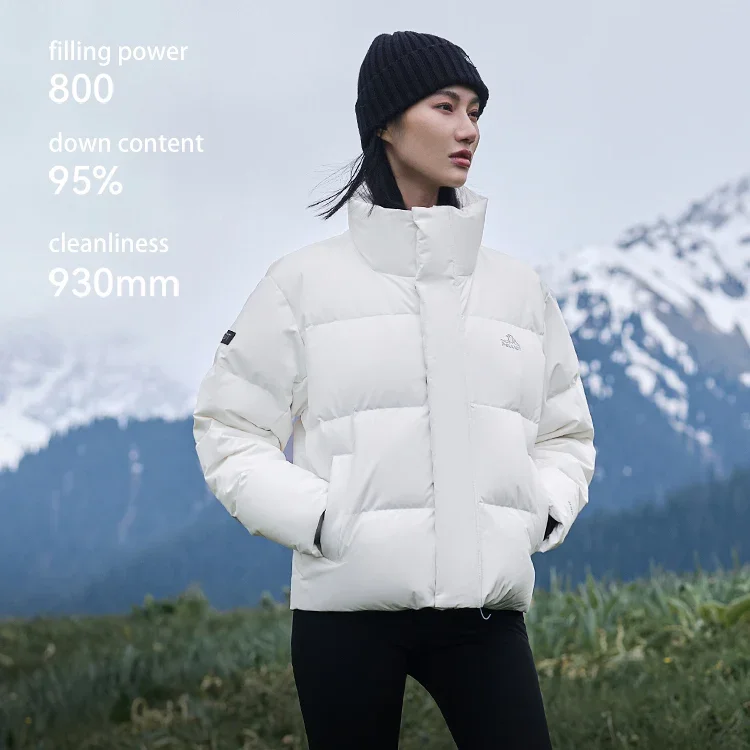 essential warm waterproof windproof ladies outdoor short winter puffer 800 fill down insulation stand collar down jacket