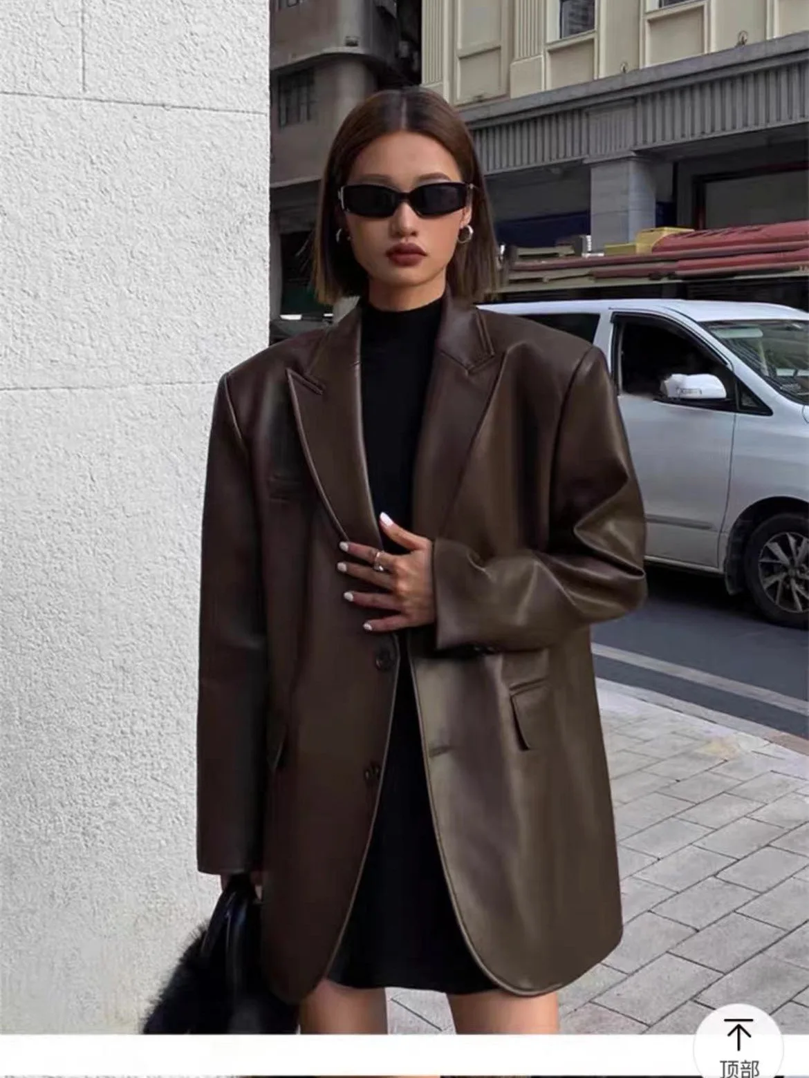 2026 Faux PU Leather Jacket Women Solid Coat Pocket Turn Down Collar Long Sleeve Single Breasted Loose Casual Office Lady Autumn