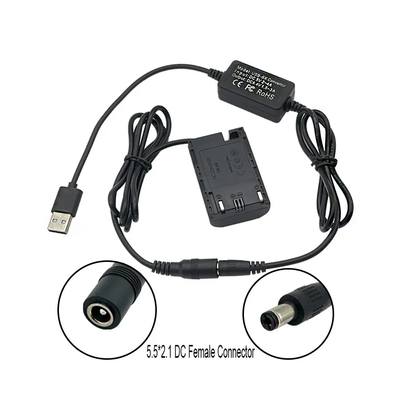 DR-E6 DC Coupler LP-E6 Dummy Battery USB Cable Adapter Kit for Canon EOS R7 R6 R5 R 90D 80D 7D Mark II 70D 6D 60D 5D Mark IV 5DS