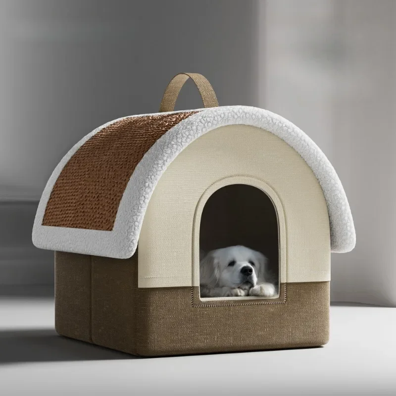 

For Small Medium Warm Dog House Detachable Pet Sleeping Bed Dogs Cats Soft Non-slip Dog Kennel Puppy Kitten Nest Pet Supplies