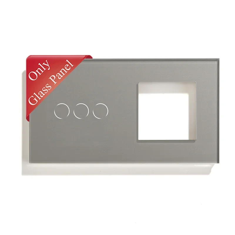 Bingoelec Standard UE Interruttore in vetro cristallo Telaio Presa a muro Parte fai da te Miglioramento domestico Bianco Nero Glod Grigio 157mm