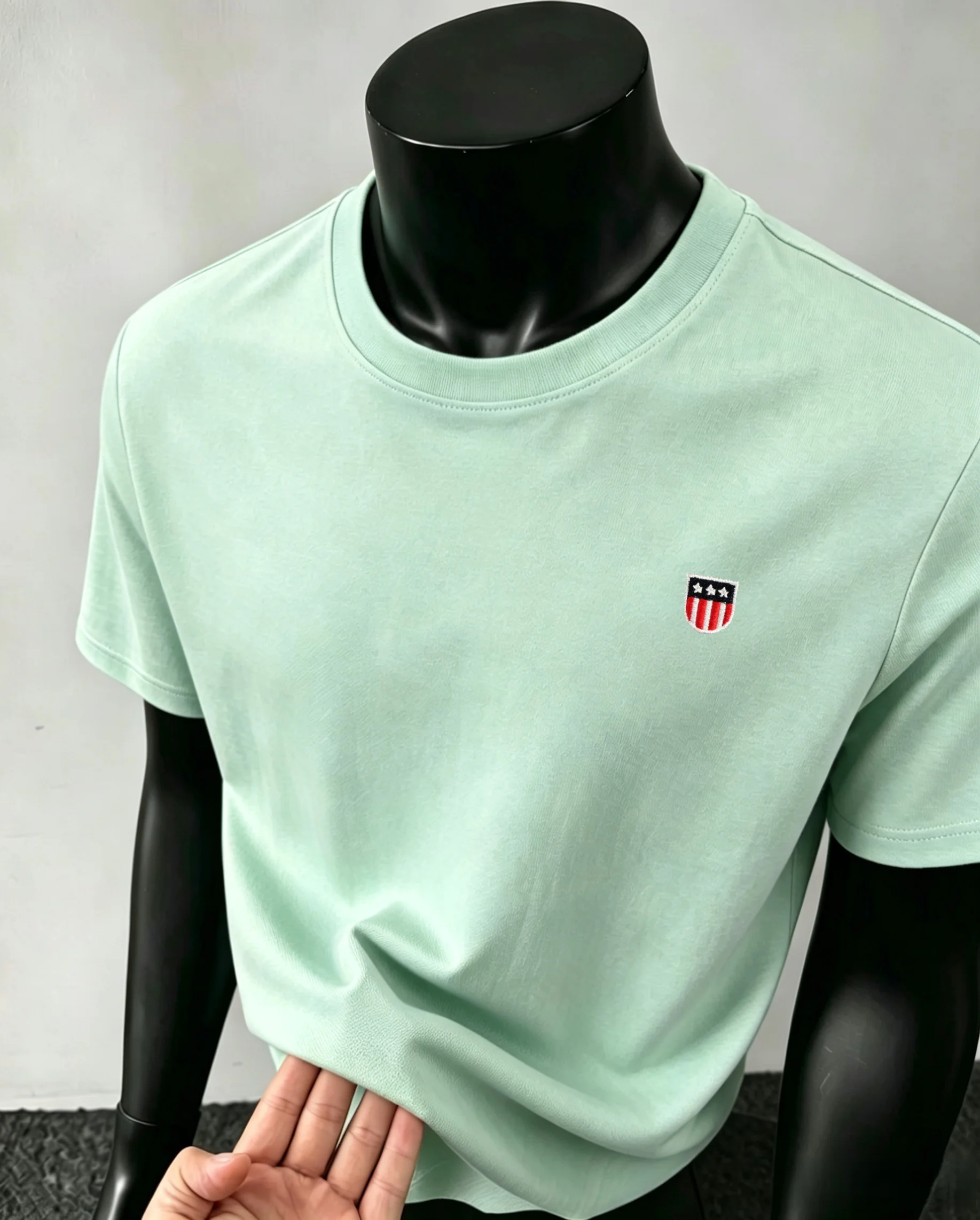 100% pure cotton high-end brand men's round neck short sleeved T-shirt summer fashion luxury flag embroidery boutique casual top