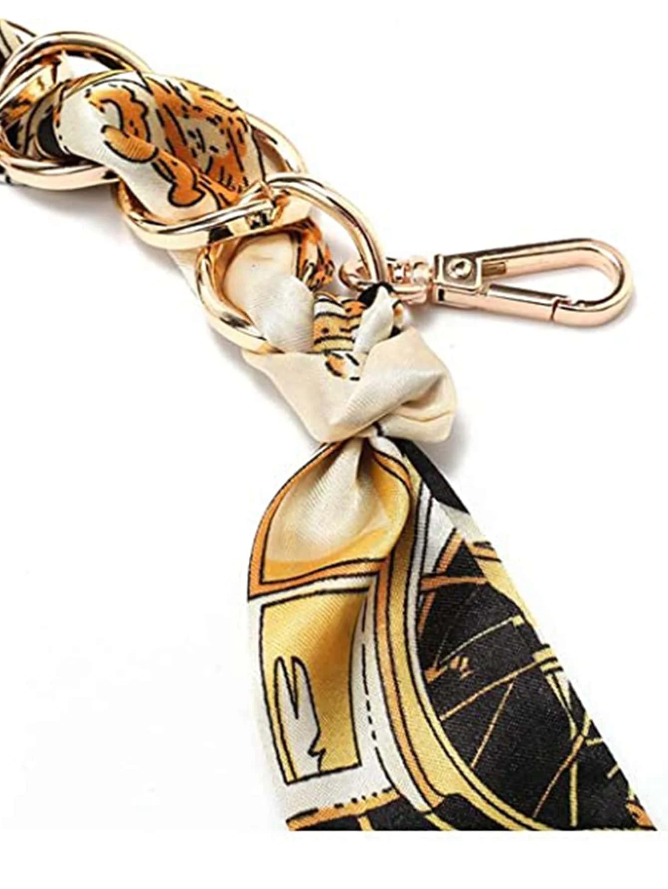 

Шелковый шарф с декоративной цепочкой для ремешка сумки