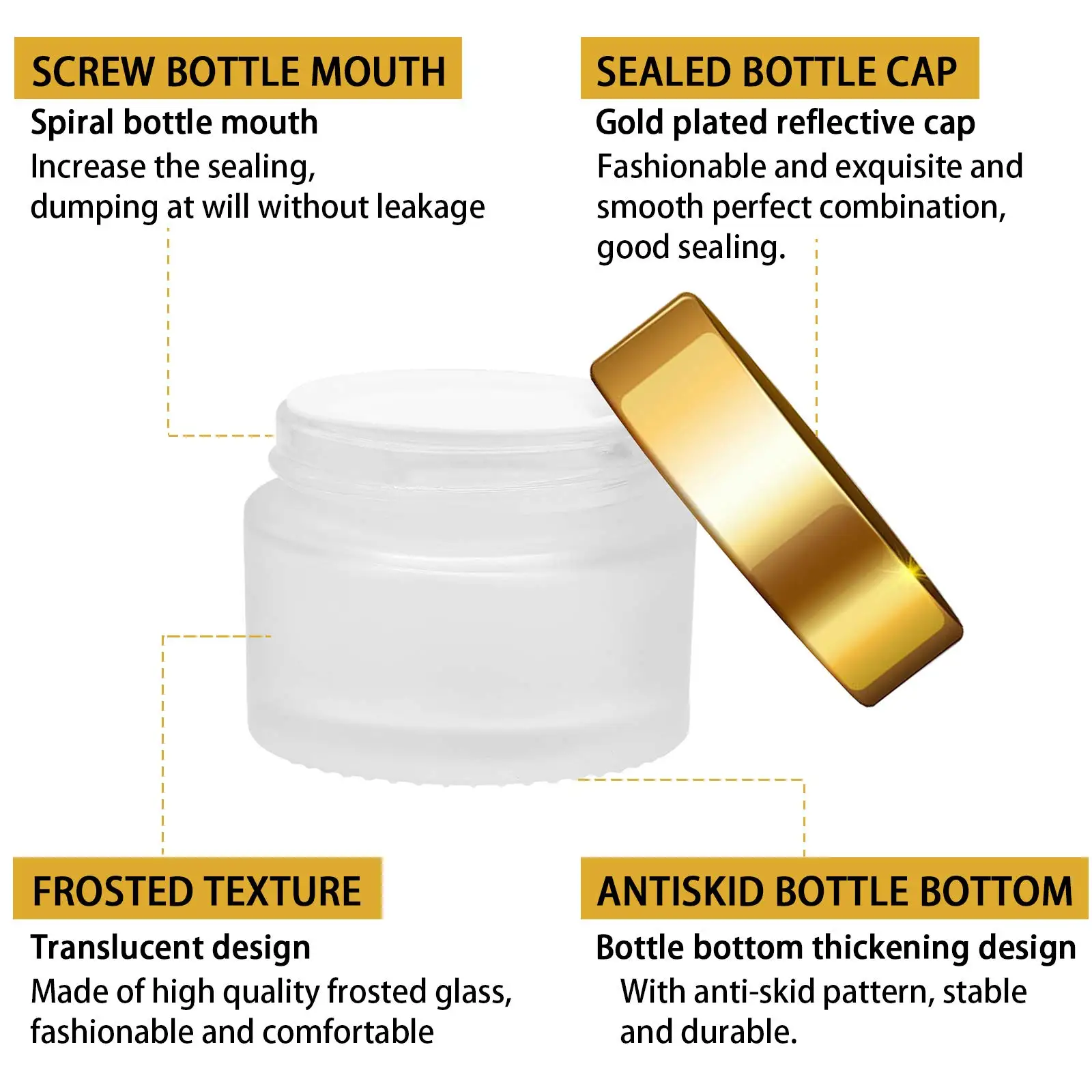 24-6 قطع برطمانات كريم زجاجية 15/30 مل برطمان زجاجي شفاف بلوري، حاوية مستحضرات تجميل فارغة قابلة لإعادة الملء لمرهم كريم الوجه