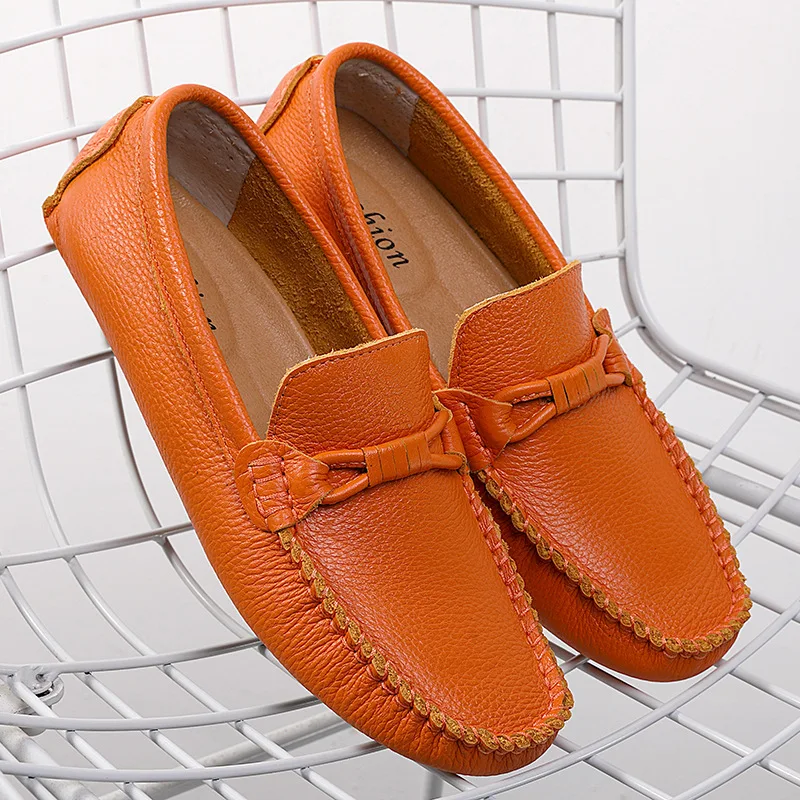 Hot Sale Men Genuine Cowhide Slip On Moccasins Soft Leather Driving Loafers Small Size Casual Daily Walking Shoes