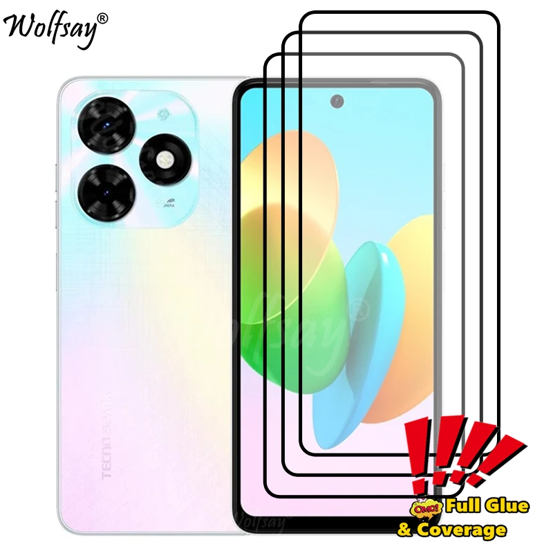Full Cover Glue Screen Protector For Tecno Spark 20C Tempered Glass For Tecno Spark 20C Glass For Tecno Spark 20C Glass 6.6 inch