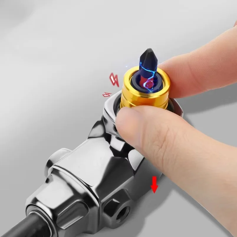 90 Degree Right Angle Drill Adapter, Double Head Self-Locking Screwdriver Bit Corner Attachment for Tight Space Work