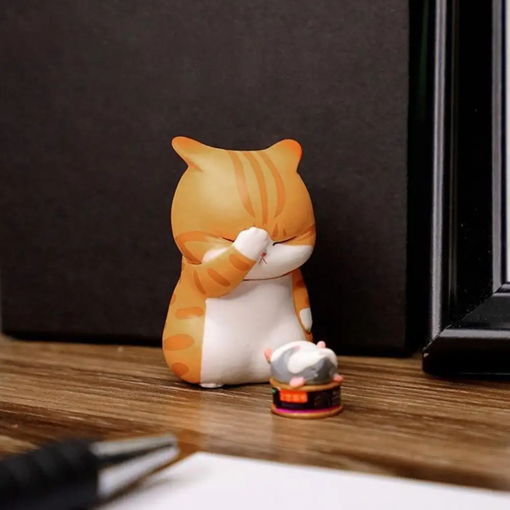 Face Cat Ornament Car Cat Decor 3pcs Cartoon Cat Figurine Set Mini Pvc Kitten Ornaments Sculpture Desktop Decoration for Home