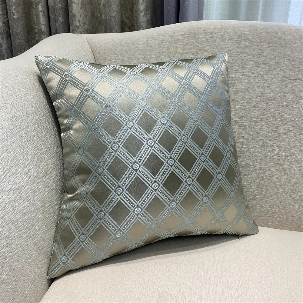 Modern Geometric Champagne Diamond Checks Pillow Case Home Interior Sofa Decorative 18X18