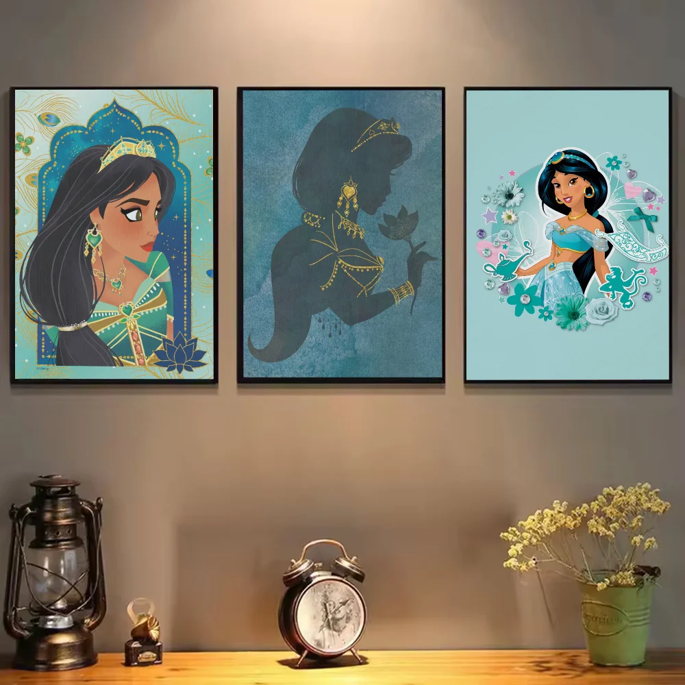 D-disney Princess Jasmine ملصق فني ذاتي اللصق مقاوم للماء ورق ملصق مقهى بار غرفة جدار ديكور