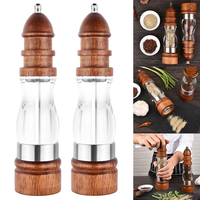 Classical Manual Oak Wood Salt Pepper Grinder Spice Grinder Hand Held Pepper Mill Shaker for Home Household Kitchen Cooking Tool