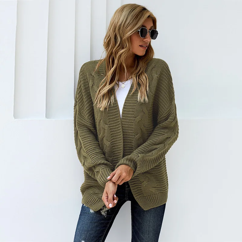 

Cardigan Women Coats Sweaters Knitted Bat Sleeve Casual Loose Jumpers Y2k Streetwear Elegant Splice Open Stith Autumn Winter