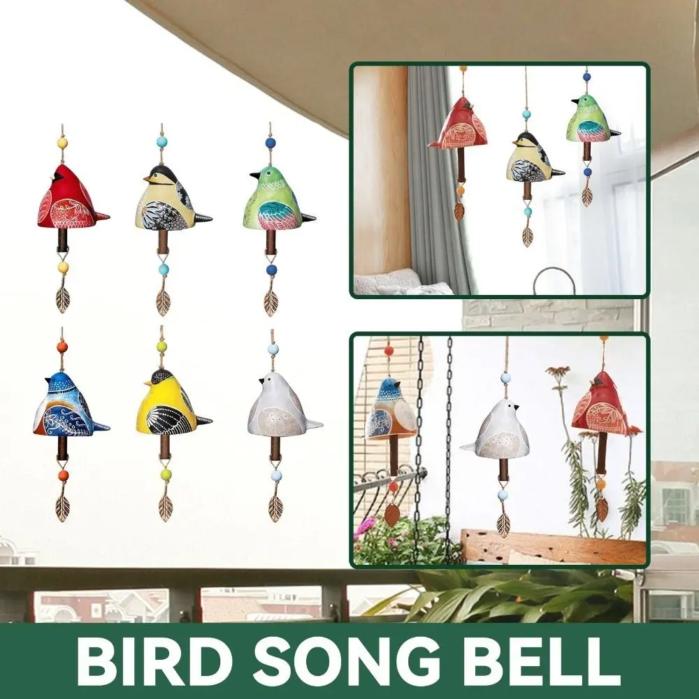 Resin Bird Song Bell Hand Painted Cartoon Design Wind Chime Pendant Style Exquisite Painted Hanging Ornaments Door Decoration - view 5