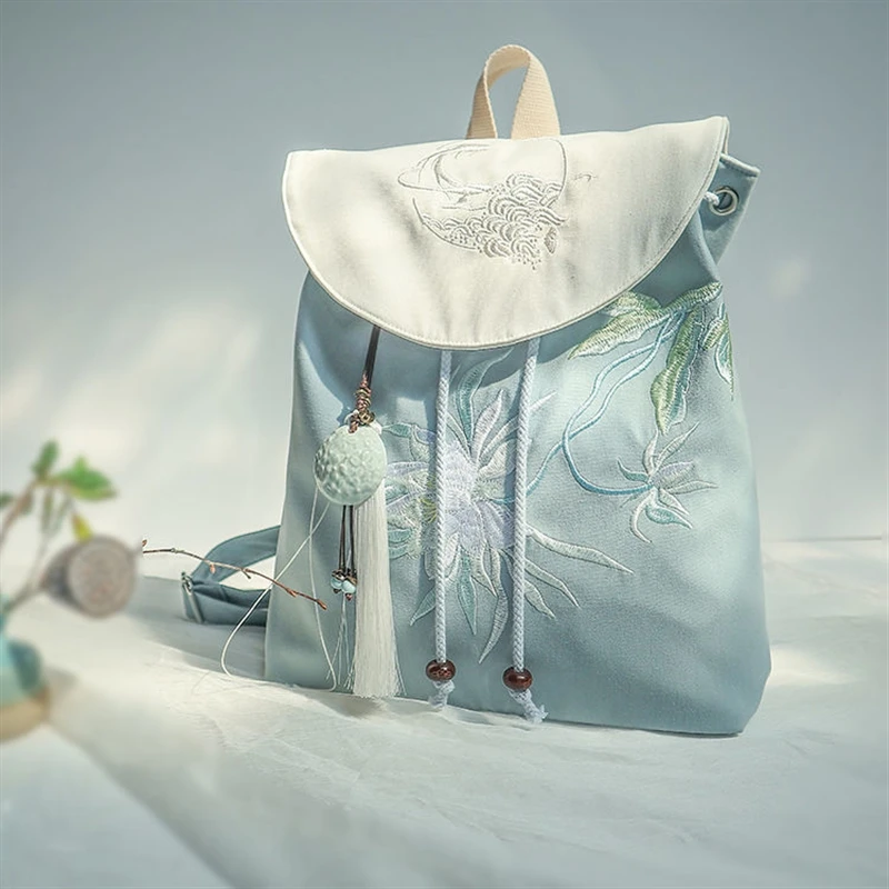 Backpack creative embroidery backpack, primary and secondary school girl Hanfu accessories, Chinese style, small and fresh