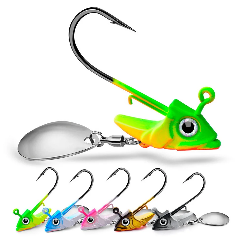 1pc Jig Kopf 7,5g 10,5g 15g Angeln Lockt Sinking Rotierenden Pailletten Metall Löffel Angelhaken Jigging jigs Angelhaken Köder Tackle – Detail 11