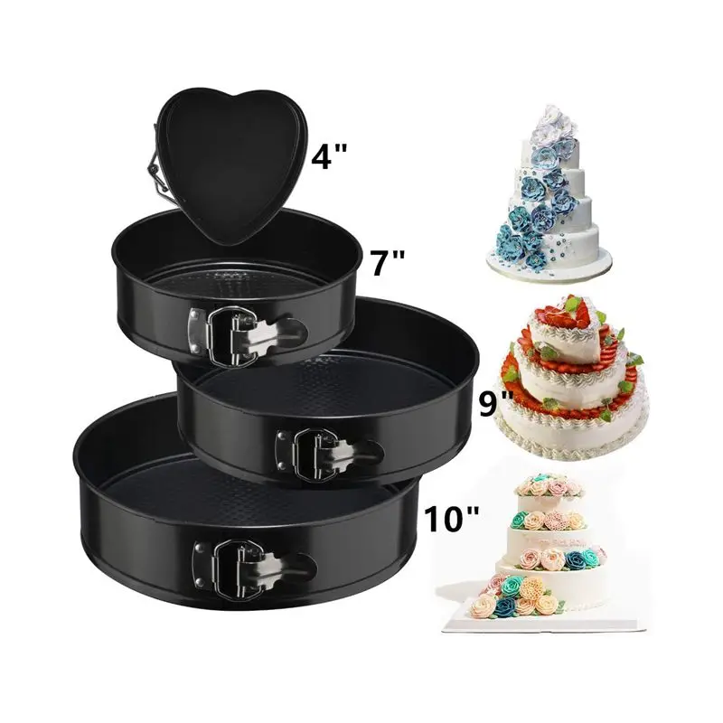 4Pcs non-stick spring cake pan set for round and heart cake molds