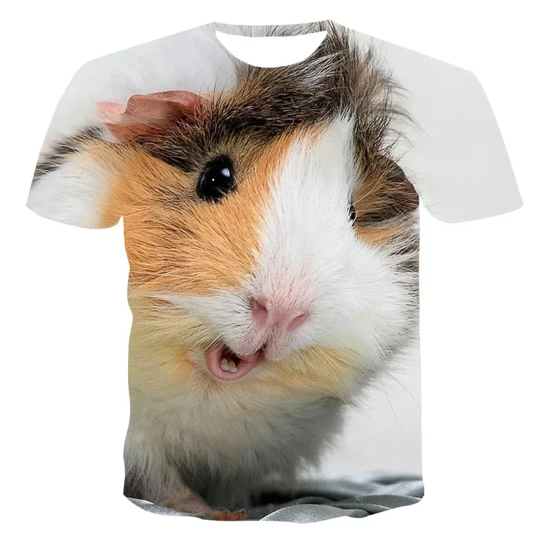 Guinea Pig Pattern T Shirt For Men Hamster Animal 3D Print Tees Fashion Casual Street Short Sleeve Round Neck Tops Loose T-Shirt